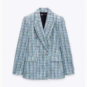 Zara Textured Double Breasted Blazer